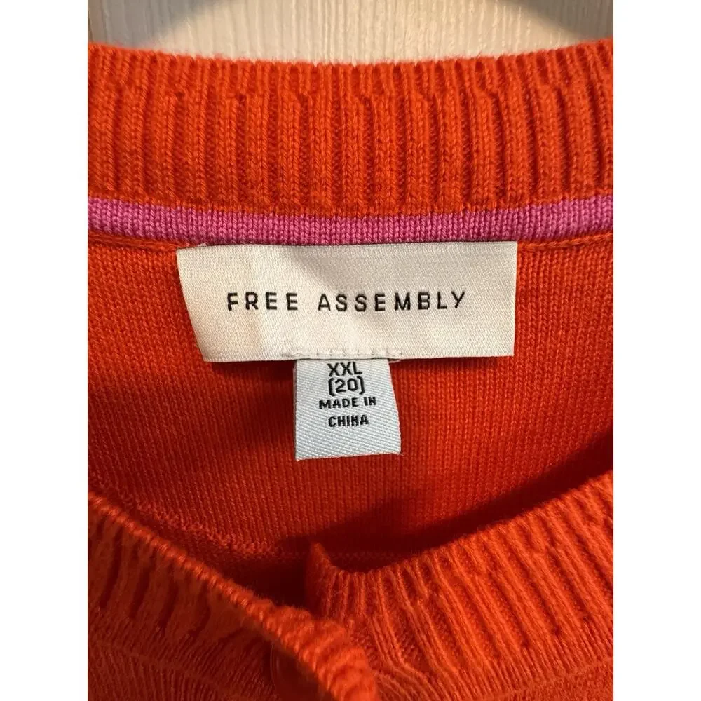 Free Assembly XXL Orange Button Cardigan Cotton Blend